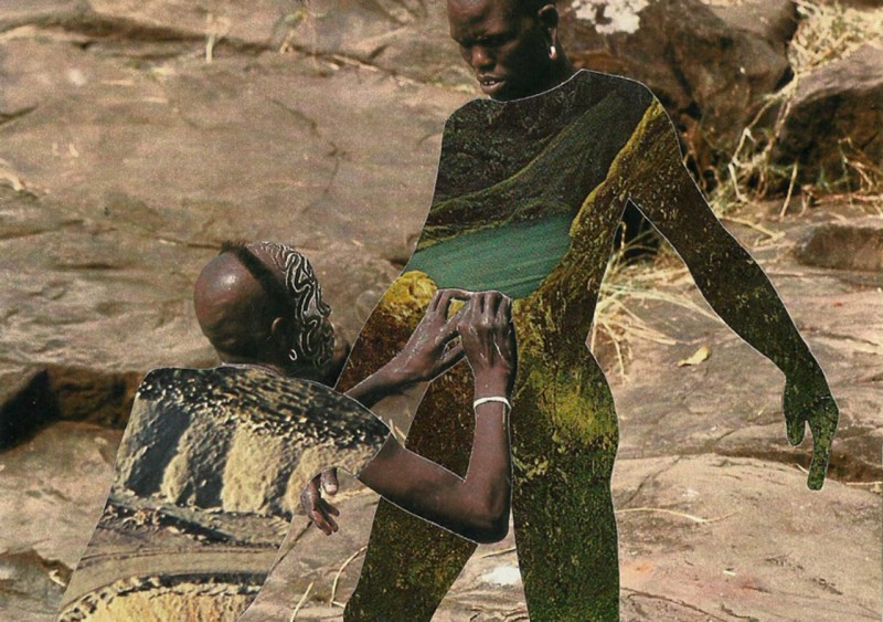 Two african men in desert collage by Anna Bu Kliewer