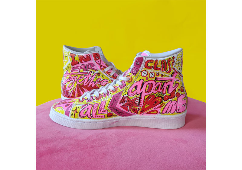 Kate Moross hand-painted Converse for One Love COVID-19 Relief Auction
